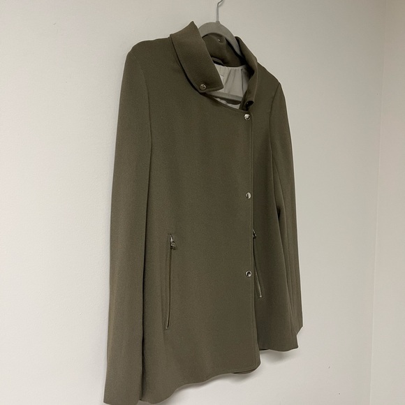 Wilfred Mayet Jacket - Sage Green Japanese Crepe Moto Coat - Size Small - Picture 10 of 14
